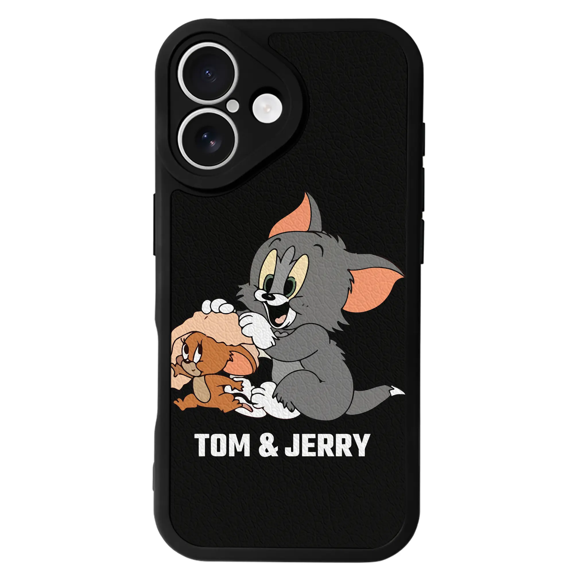 トムとジェリー グッズ トム - IPhone 16シリーズ対応 ・ シリコンスマホケース ・ レザー調 ・ 高精度フィット ・ 耐衝撃 ・ ワイヤレス充電対応 ・ 精密カット